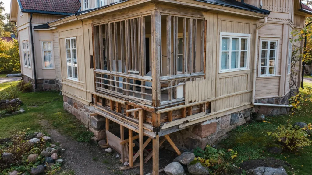 renovering av os ker tr balkong p sekelskifteshus i herr ngen
